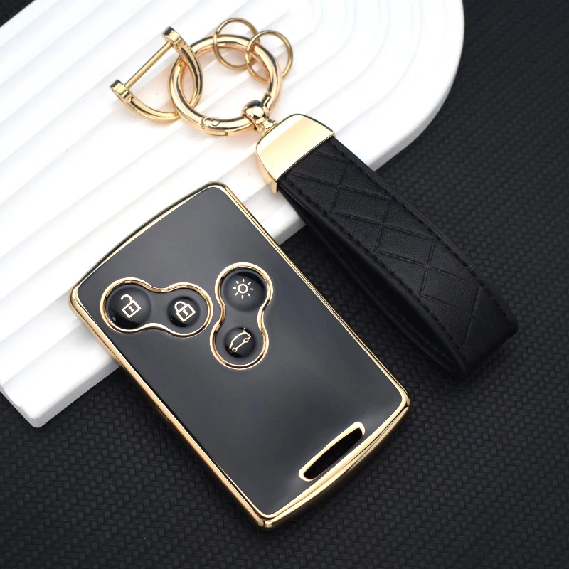 4 Buttons TPU Car Key Case Cover Shell Fob Keychain For Renault Duster Captur Clio Logan Megane 1 2 3 Koleos Scenic