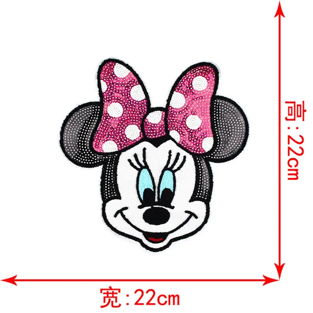 Disney Sequins Clothing Patch Mickey Minnie Mouse Patches Cartoon Sew Clothes Patch for T-shirt Coat DIY Decoration Women Gift white
