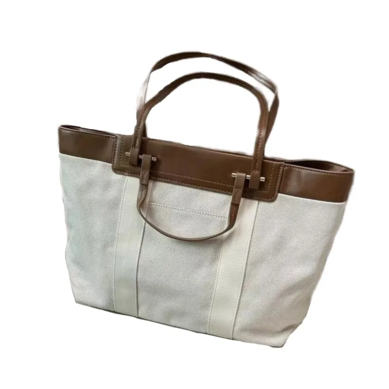 JIAERDI White Canvas Tote Bag Women Patchwork Large Capacity Sle Shoulder Bag Ladies High End Casual Commuter Crossbody Bag 2025
