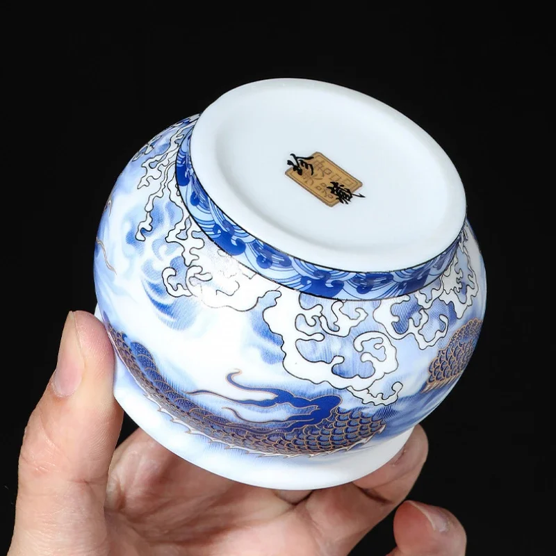 Handmade Ceramic Teacup Ice Jade Porcelain Dragon Shengshi Teacup Office Personal Cup Business Gift tea cup