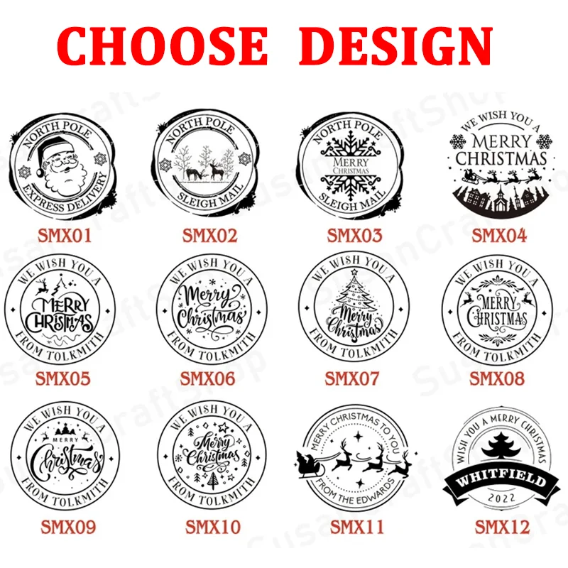 Christmas Collection Embosser Stamp LOGO Design Customized Wedding Library Book Private Seals DIY Customization Envelope Party