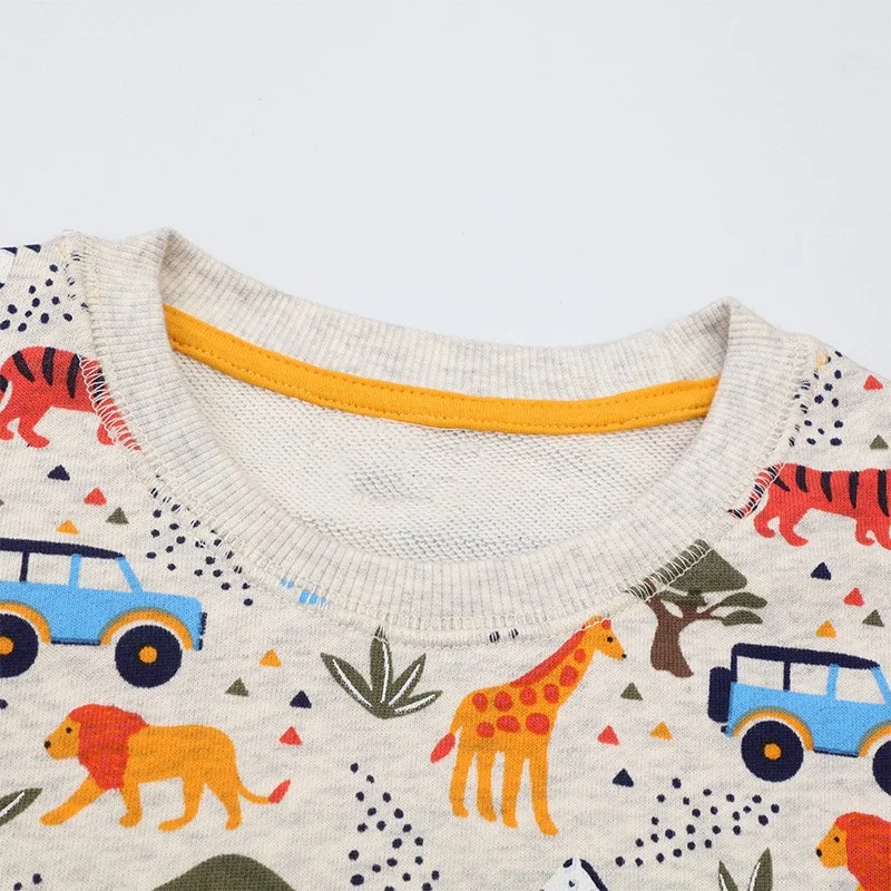 Kids Sweater Hoodie Sweatshirts Jumping Meters Long Sleeve Dinosaur Applique Boys Girls Tops 2-7T