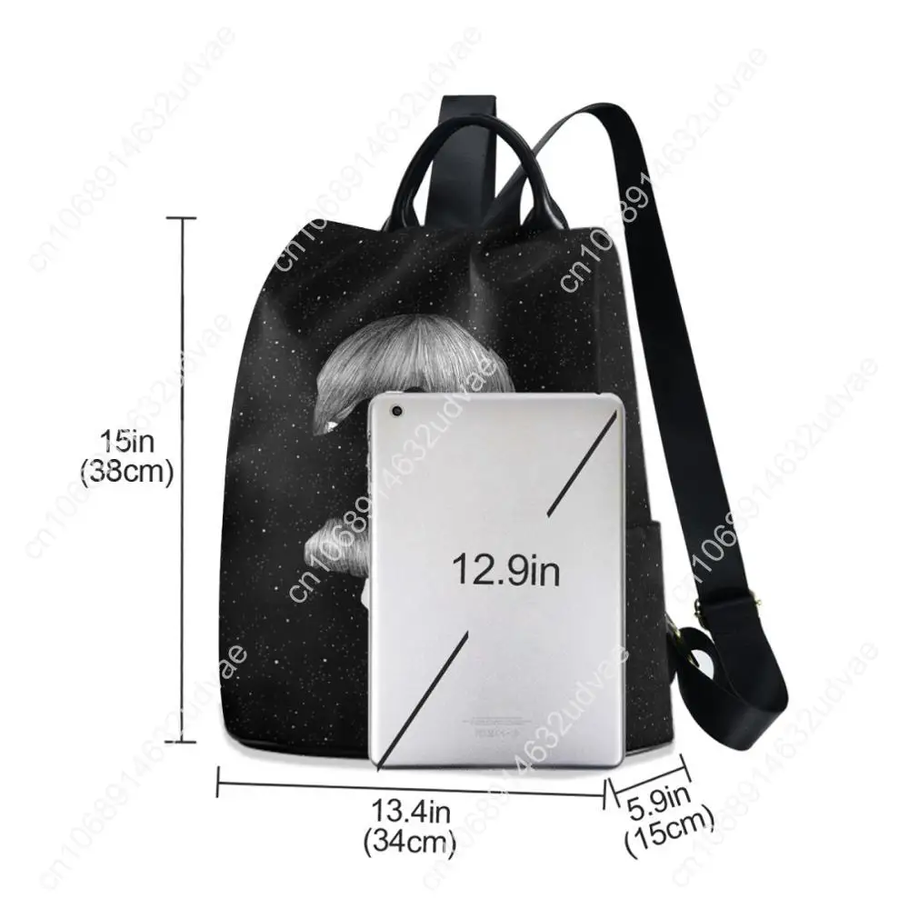 Black Backpack Women Back Packs Bolsa Feminina Art Portrait Print School Backpacks For School Teenagers Girls Rucksack Sac A Dos