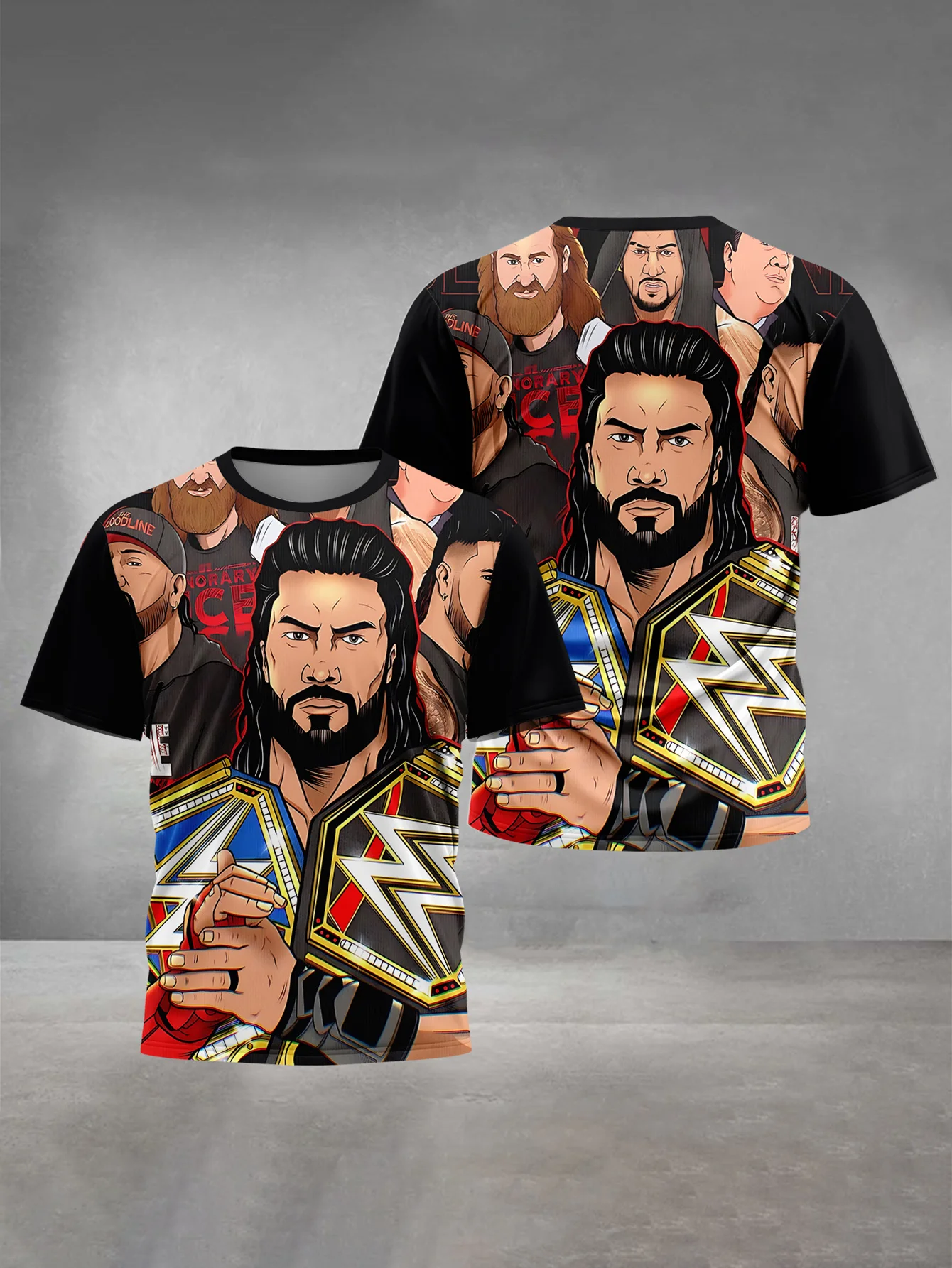 Vibrant Boys & Girls' Wrestler Graphic T-Shirt 3D Print Pattern Red and Blue Color Blocking Boys T-Shirt 2