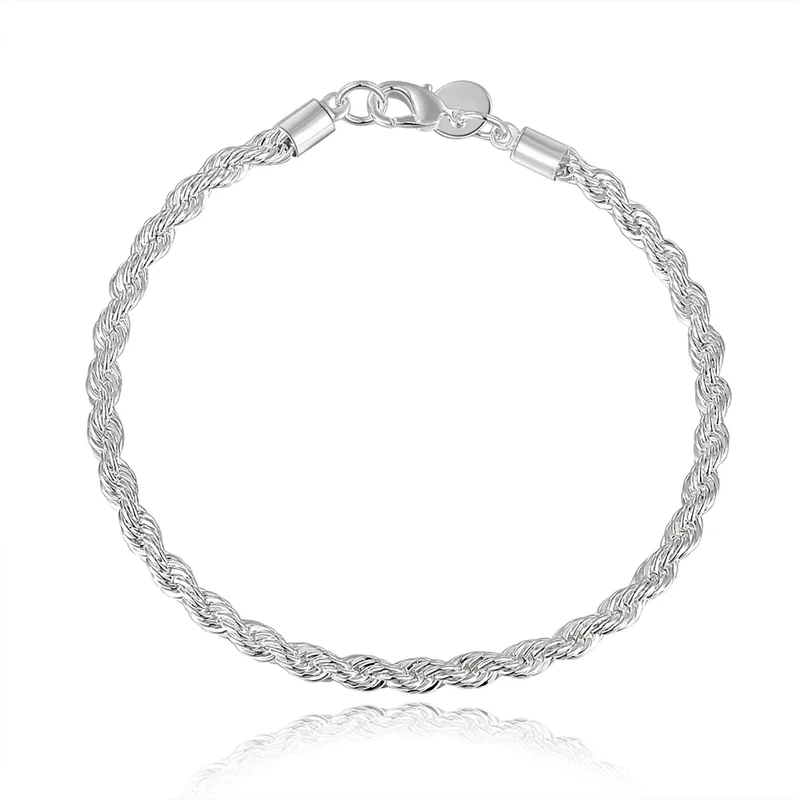 925 Sterling Silver Bracelet 4mm Flat