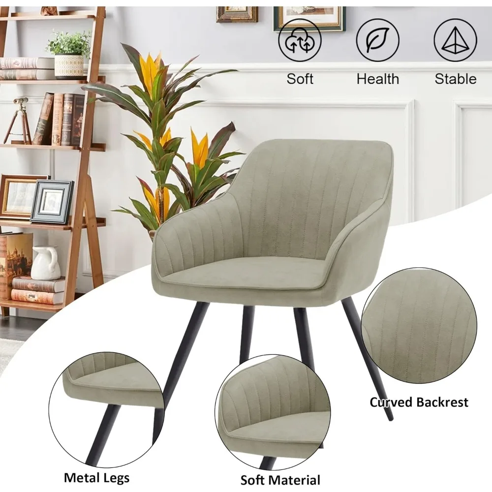Faux Suede Accent Chair Arm Chairs Living Room Chairs Leisure Chair Upholstered Chair with Metal Legs Set of 2 for Home Kitchen 4