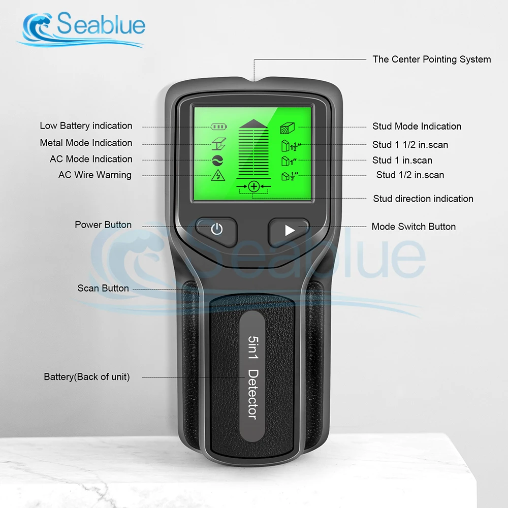 2022 New HW430 5 In 1 Metal Detector Find Metal Wood Studs AC Wire Cable Pipe Wall Scanner Electric Box Finder Wall Detector 4