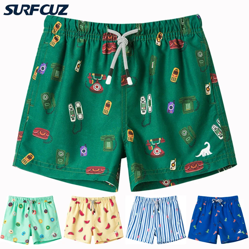 SURFCUZ Boys Swim Trunks UPF 50+ Toddler Beach Board Shorts Swimsuit Kids Swimwear Quick Dry Little Boys Swim Shorts