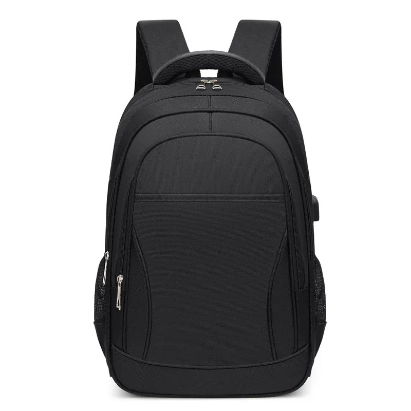 USB Charging Large-capacity Student School Bag Solid Color Backpack Material Oxford Men New Backpack Multi-functional Simple Bag