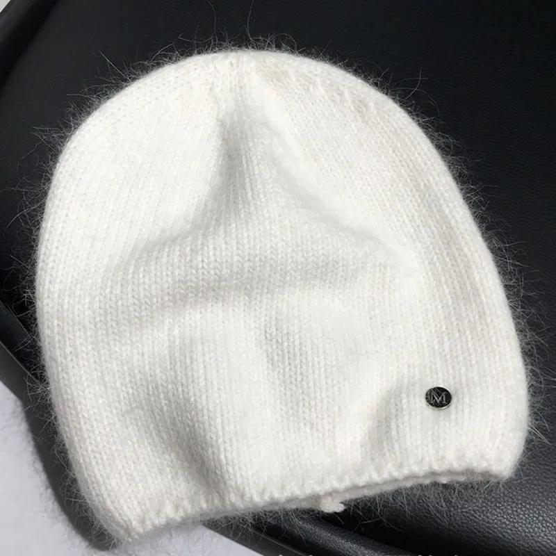 

2023 New Autumn and Winter Fluffy Spring Angora Rabbit Fur Knitted Hat Female Warm Thickened Couple Woolen Soft Cap