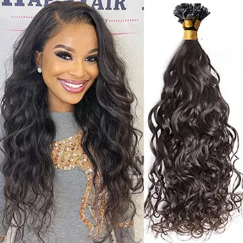 Water Wave Flat Tip Human Hair Extension Brazilian Remy Hair Pre Bonded Keratin Fusion K Tip Hair 100g 100Pieces 1