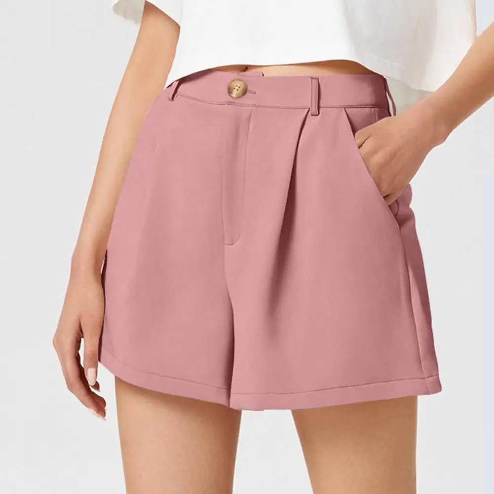 

Women Summer Shorts with Pockets Elegant Women's High Waist A-line Shorts with Pockets for Office Wear Business Style Chic