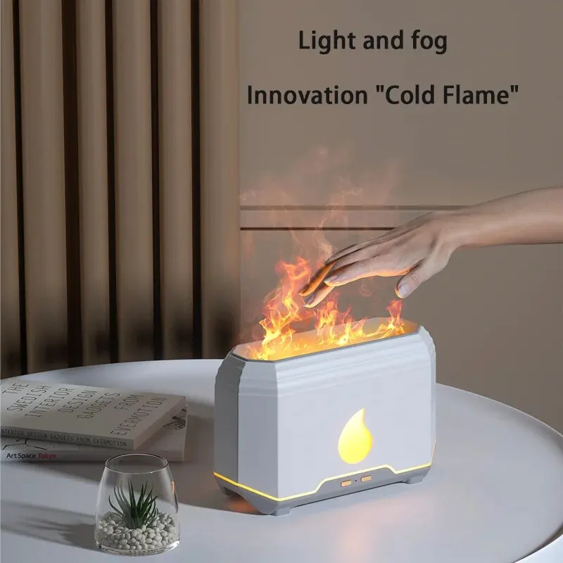 New Flame Aroma Diffuser Simulation Flame Air Humidifier LED Essential Oil Flame Lamp Difusor For Home Electric Ultrasonic