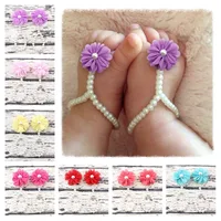 Baby Shoe Pearl Shoes For Kids Jewelry Flowers Foot Chain Infant Colorful Foot Sandals Toddler Accessories Photo Props 6