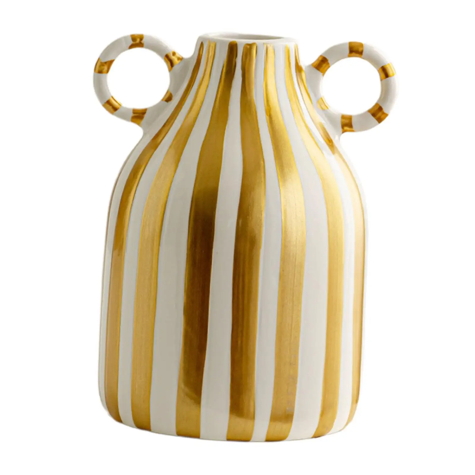 Decorative Flower Vase Ceramic Vase with Handle for Mantel Cabinet Bedroom