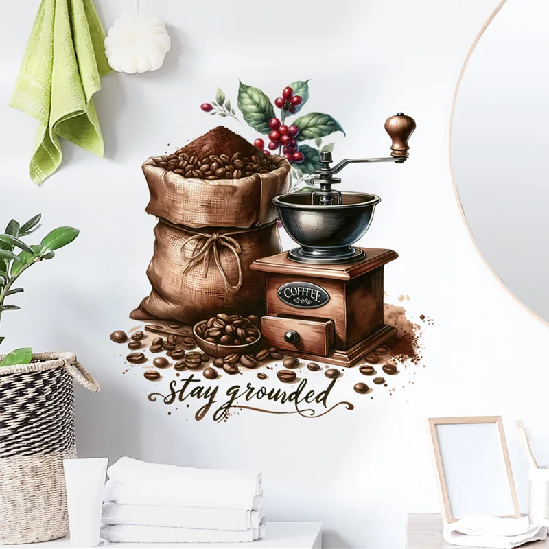 Coffee Cup Wall Stickers Living Room Background Decoration Mural Cafe Kitchen Home Decor Wall Stickers