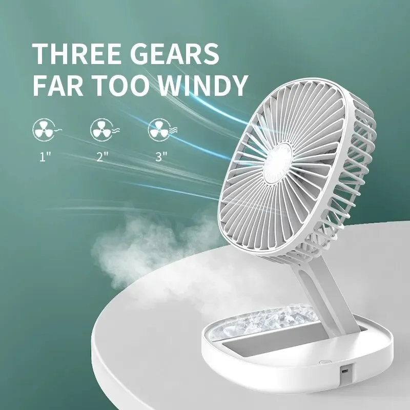 Desktop Wall Mounted Mini  Electric Fan USB Rechargeable Foldable Air conditioner Summer Camping 1200Mah Portable Small Fans