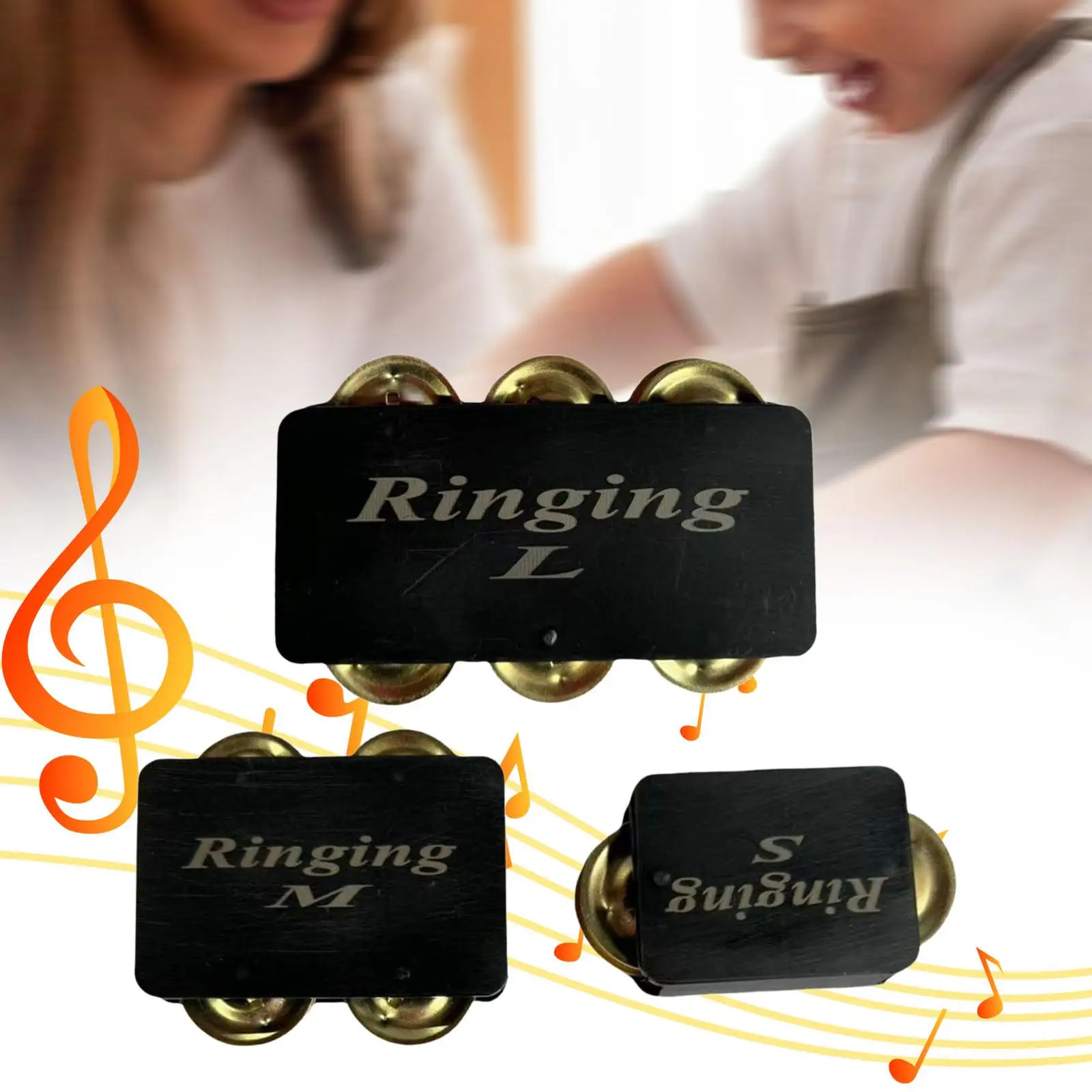 Finger Jingles Tambourine Musical Hand Bell Rattle Handheld Percussion for Singer Vocalists Djembes Guitarists Hand Drums Cajons