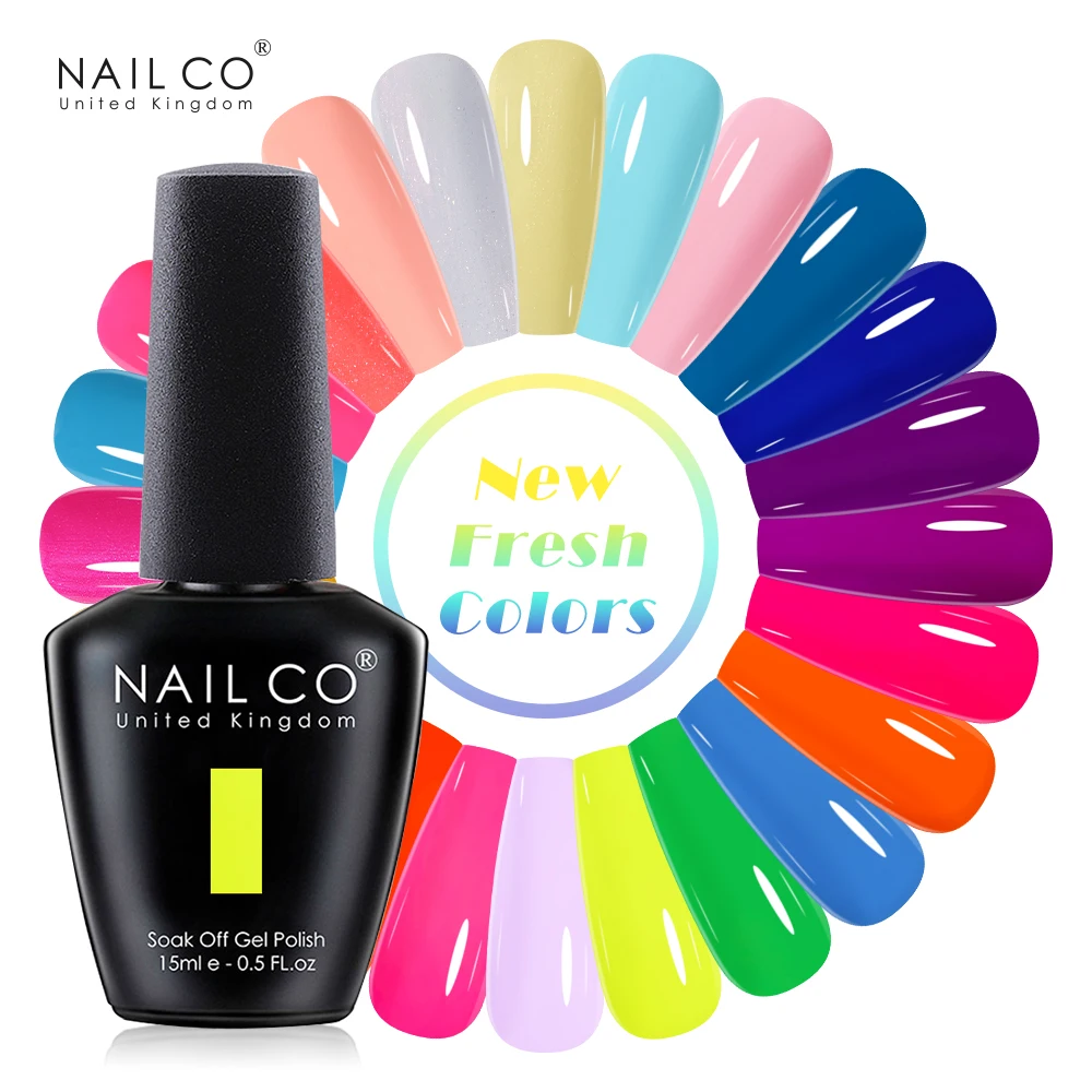 NAILCO 15 ml Sommer-Gel-Nagellack-Design, Nagelkunst, offensichtlich frisch, UV/LED-Nägel, Gel, Fluoreszenz, Farbserie, Glitzer-Maniküre-Set