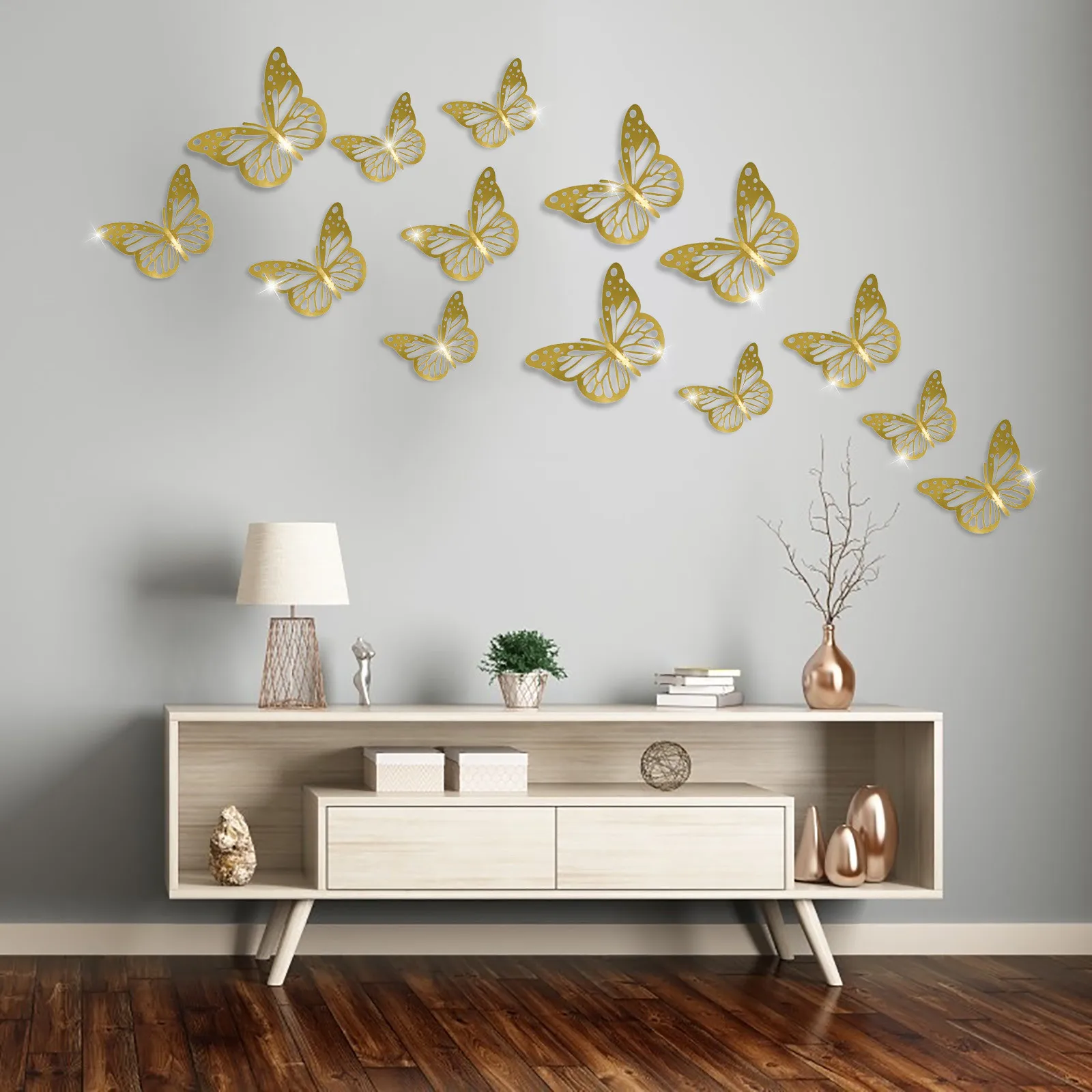 MetalTexture3DStereoscopicHollowSimulationButterflyWallStickers