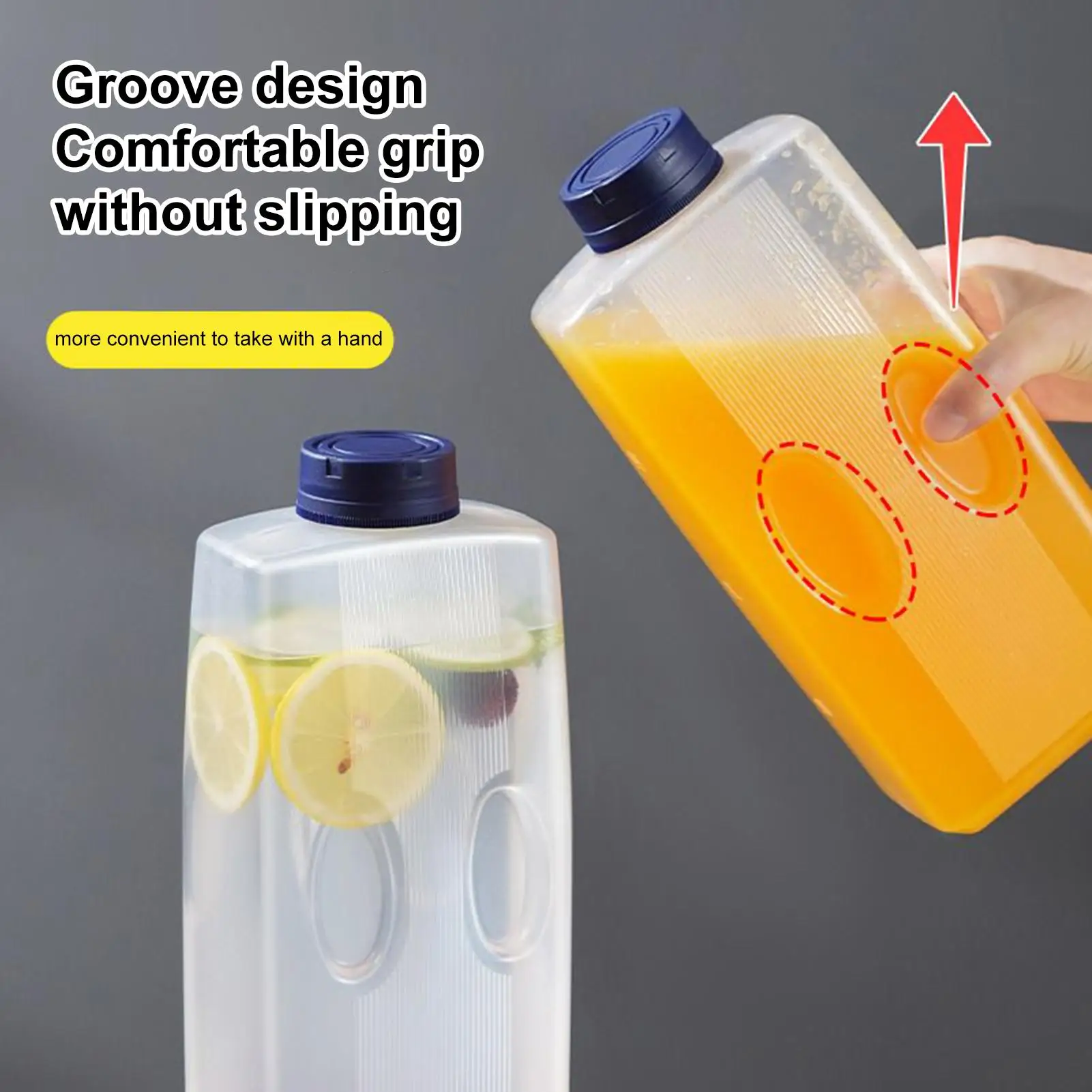 Juice Bottles with Lids Empty Bottles for Cold Drinks 2L Leak-Proof Beverage Storage Kettle with Scale for Hot Days Picnic
