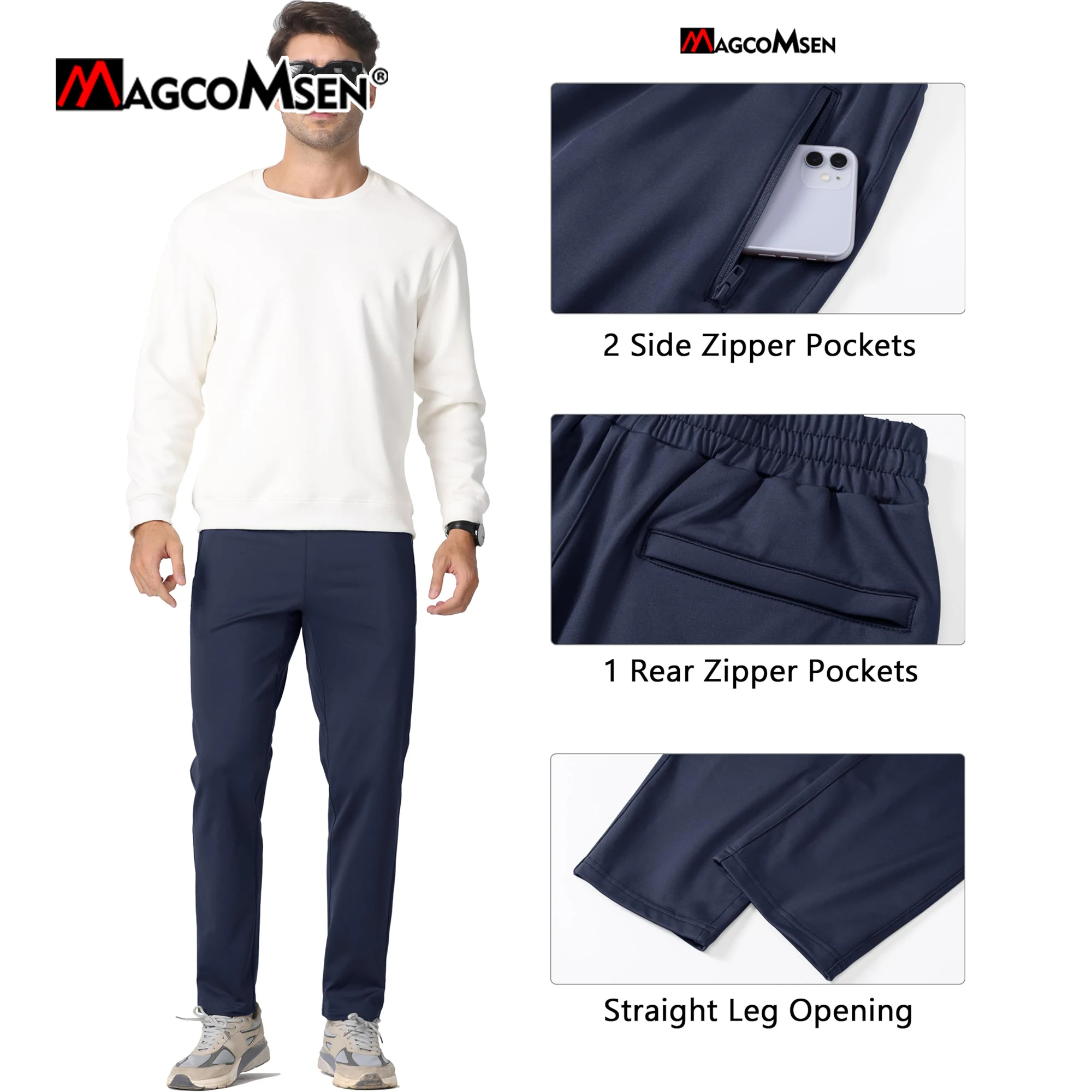 Sport Jogging Trousers Fleece Sweatpants MAGCOMSEN Men's Fleece Lined Sweatpants Winter Thicken Warm Joggers Outdoor Water Repellent Sport Pants