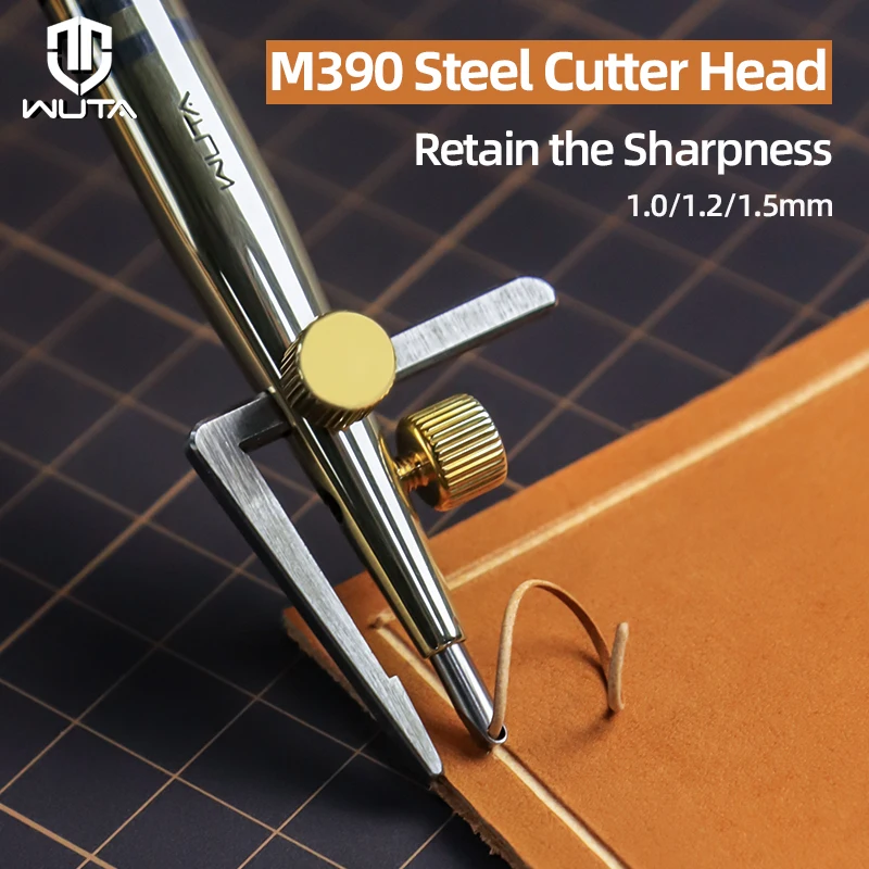 WUTA Professional 3 in 1 Leather Groover Tool Set M390 Steel Head Adjustable Edge Crease Stitching Groover DIY Leather Tools