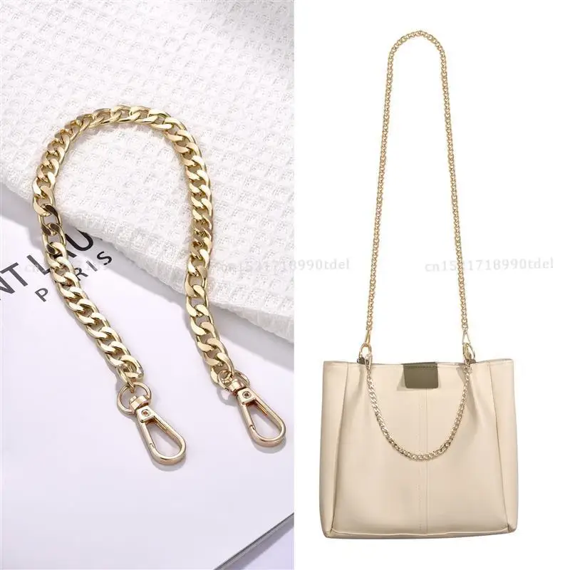120cm Women Bag Aluminum Chain Color Retaining Gold Diy Simple Chain Metal Wrap Chain Underarm Shoulder Strap Replacement Strap