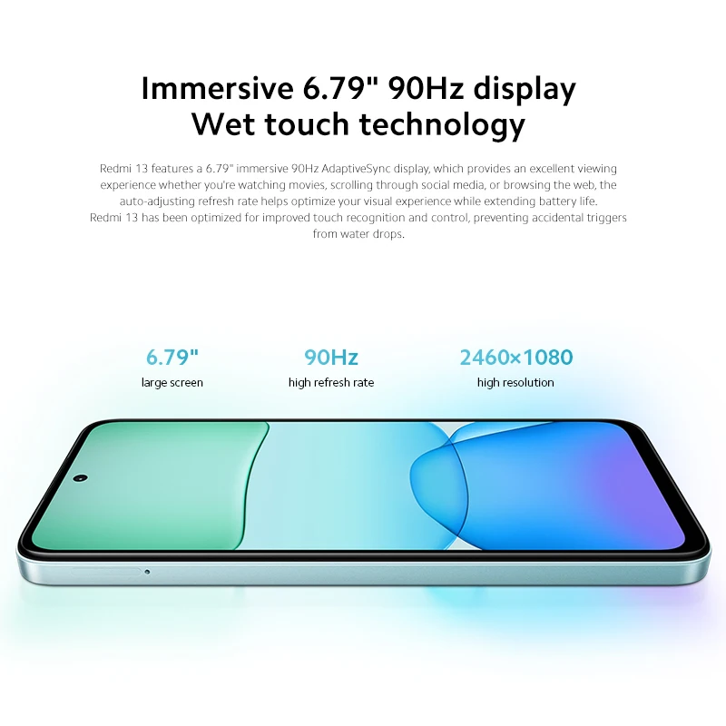 Global Version Xiaomi Redmi 13 Cell Phone Mobile Phone 128GB / 256GB ROM 108MP Camera MTK Helio G91-Ultra CPU 90Hz 6.79" FHD+ display 5030mAh