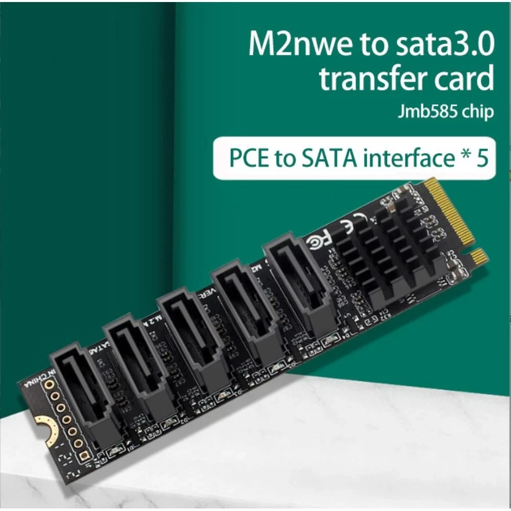 Conversor Nvme com Cabo Sata Iii M.2 Key Jmb585 M.2 Pcie 3.0 Portas Sata Iii 6g Ssd Adapter Card Mais Novo - Imagem 5