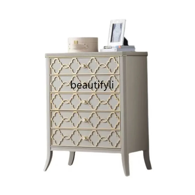 

Italian Style Light Luxury Home Entrance Cabinet European Style New Classical Hall Decoration Modern Distressed Chest of Drawers