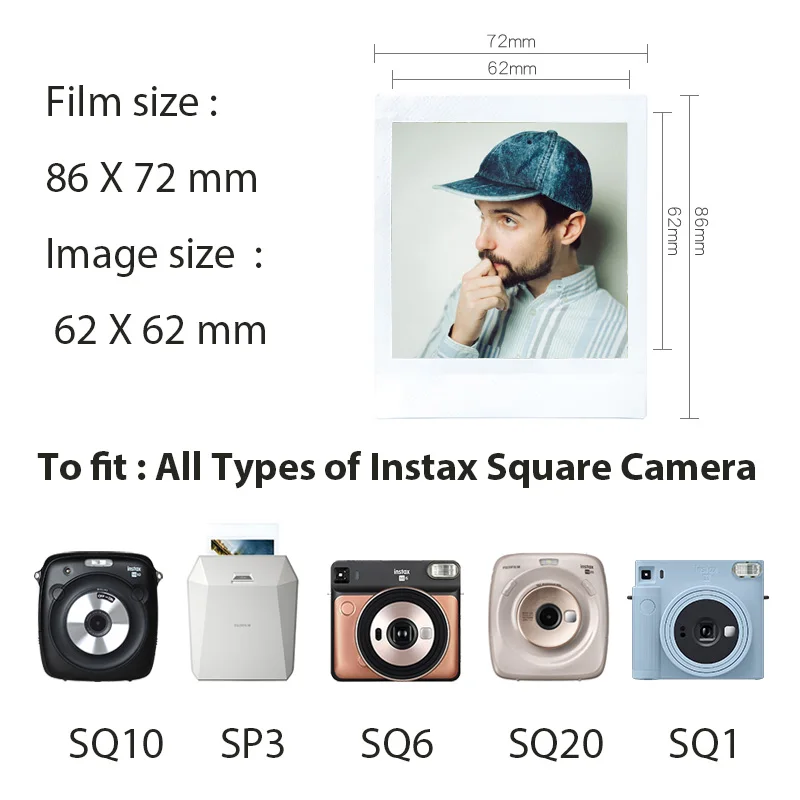 10-60 Sheets Fujufilm Instax Square Film For Fujifilm Square Camera SQ1 SQ6 SQ20 SQ40 Instant Camera 4 Inch Instax Square Film