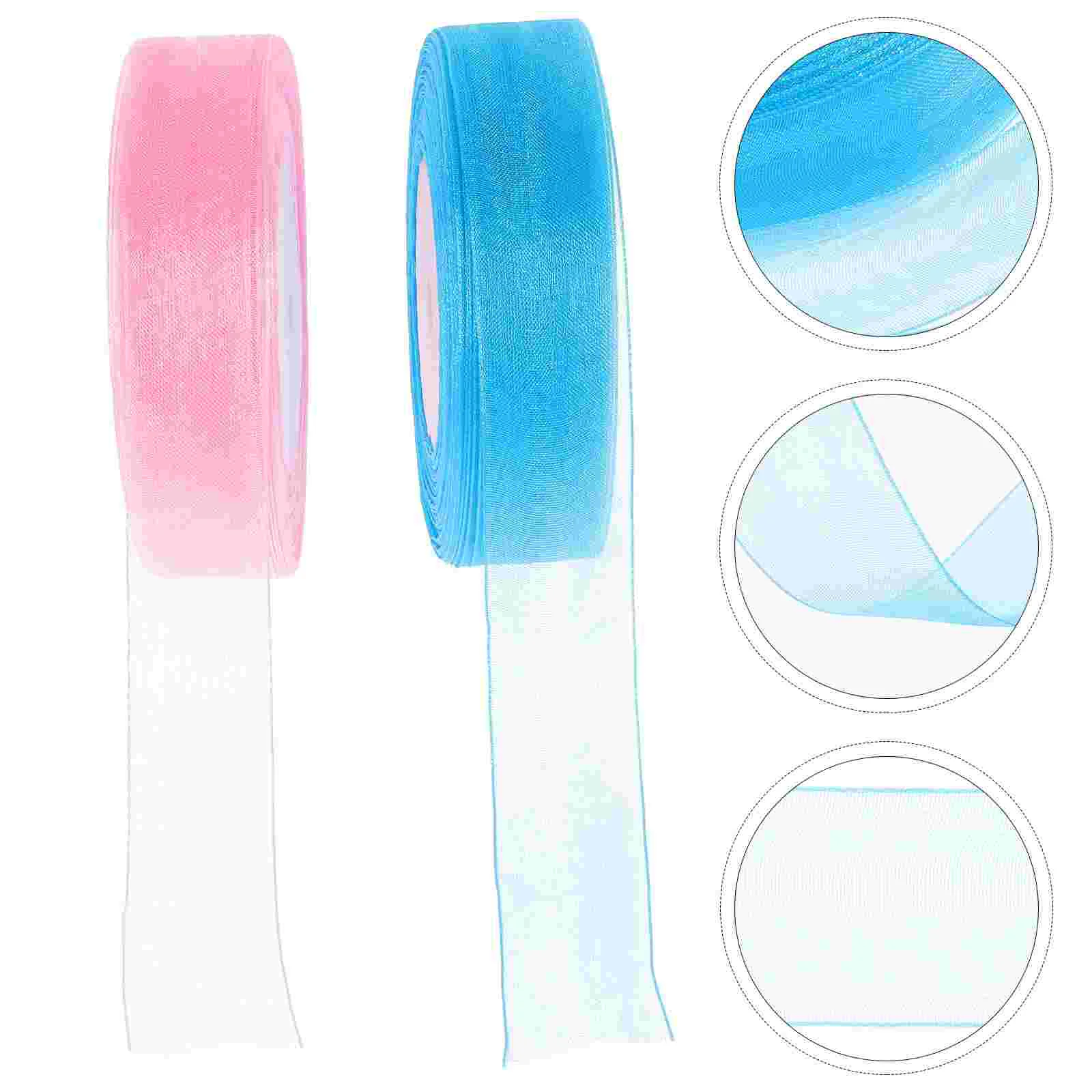 

2 Rolls Organza Ribbon Present Cuttable Craft Roses Gift Ribbons Supply Multi-function Package Nylon Wear-resistant