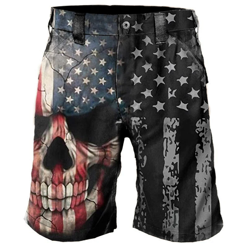 Новинка, стильные мужские спортивные шорты-карго с 3D-принтом флага от LNH. ° Day, стильные мужские повседневные шорты