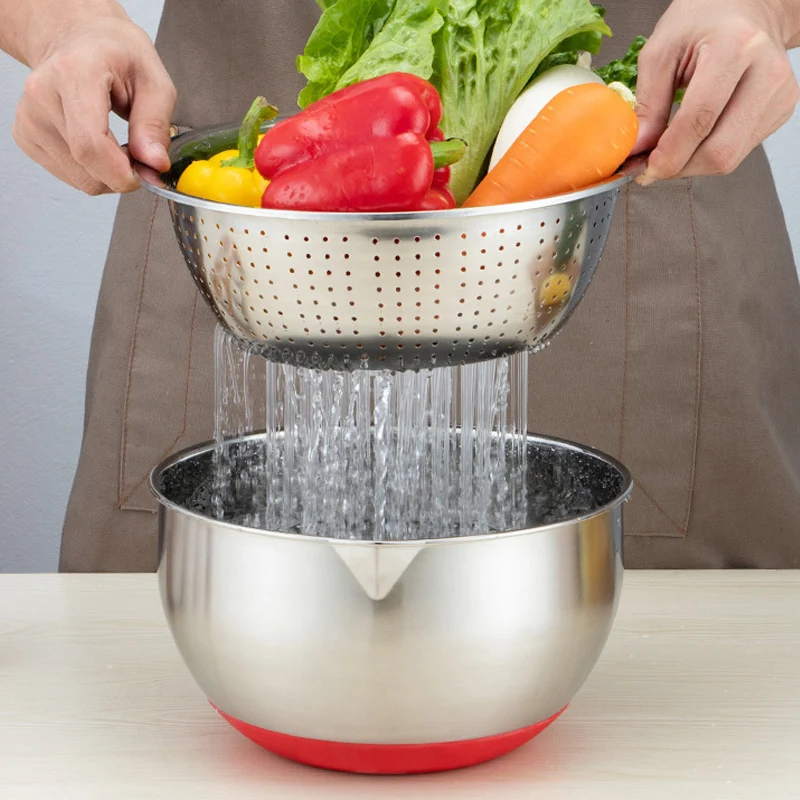 

304 Stainless Steel Thicken Rice Sieve Fruit Washing New Kitchen Accessories