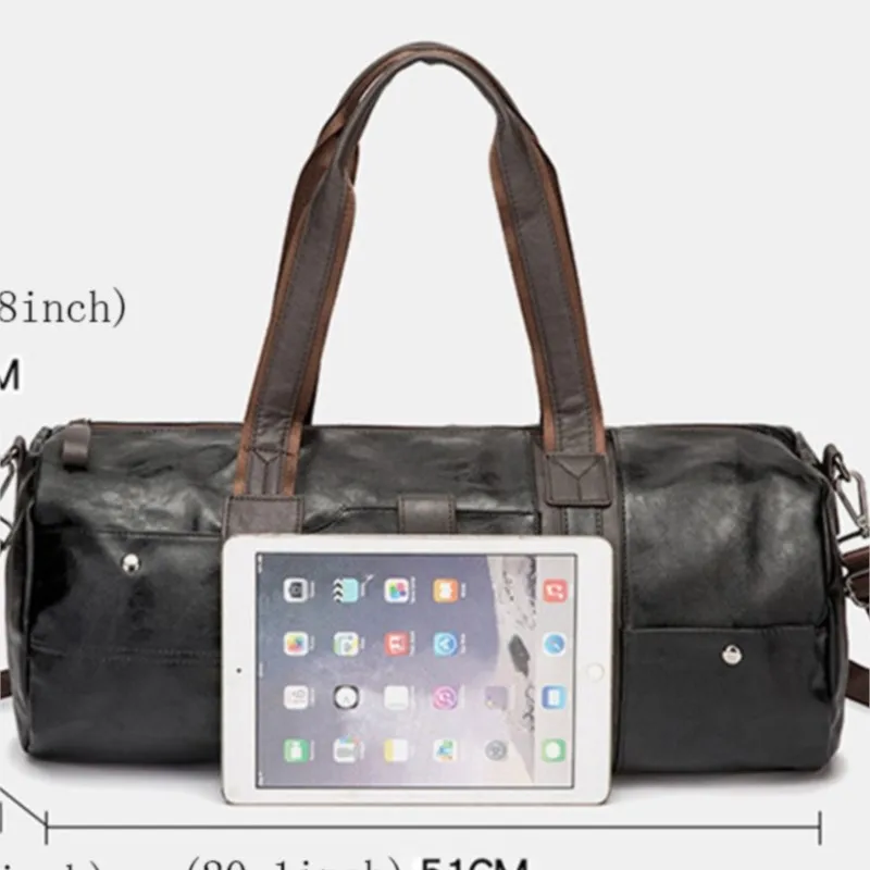 Large Capacity Soft Leather Travel Bag For Men Waterproof Training Duffle Bags Outdoor Sport Fitness Luggage Bag Man Suitcase