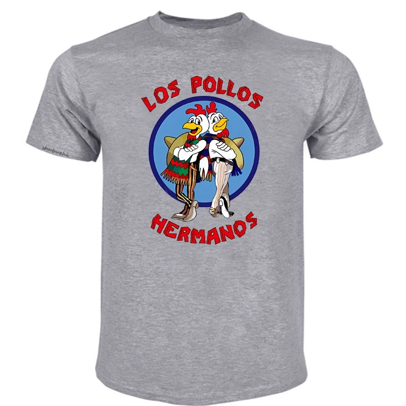 

Забавная Мужская футболка с принтом LOS POLLOS Hermanos, модная повседневная Летняя хлопковая дышащая футболка с короткими рукавами, футболка с цыплятами и братьями