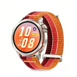 Sport Nylon Loop Band Strap, 20mm/22mm, Breathable and Adjustable Bracelet for 22mm (Red)