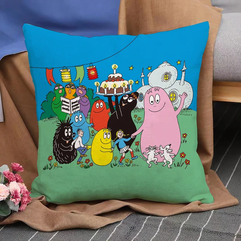 

Pillowcase Double-sided Printed B-barbapapa Series 45x45cm Home Decoration Pillowcase Cushion Cover Sofa Bedroom Car Short Plush