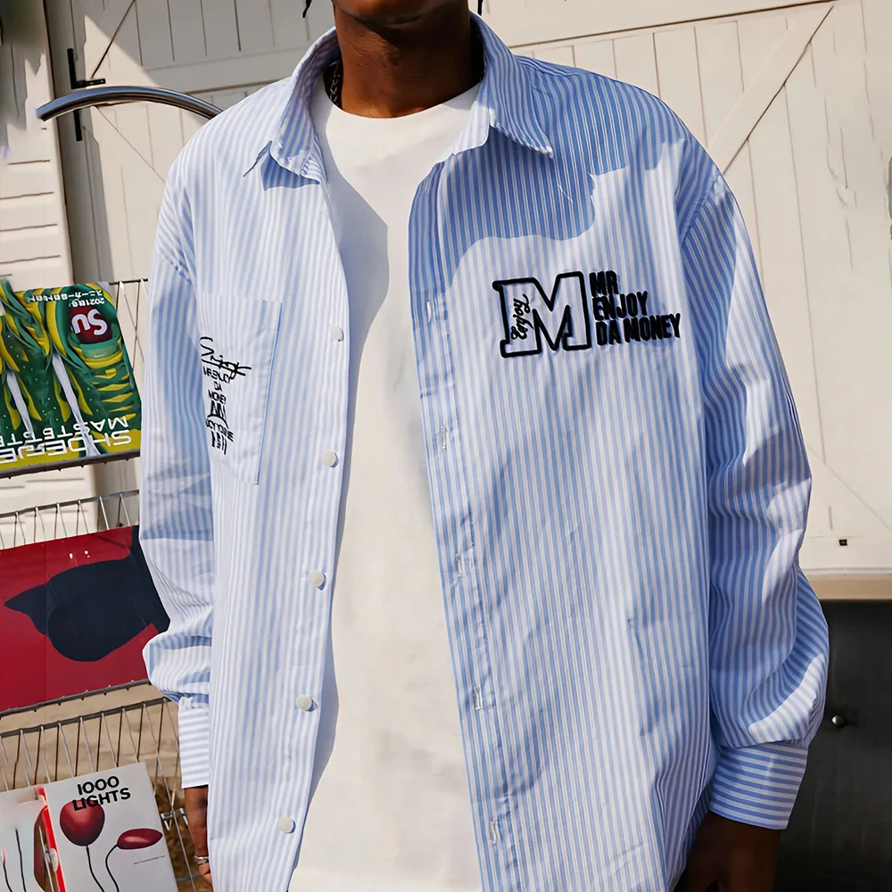 

Autumn Trend Three-Dimensional Embroidered Shirt Men's American Hip-Hop Loose Casual Cardigan Vibe Handsome Long-Sleeve Top