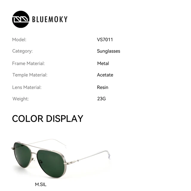 BLUEMOKY XL Size Metal Aviator Prescription Sunglasses for Men UV400 Polarized Myopia/Progressive Optical Sun Glasses 2
