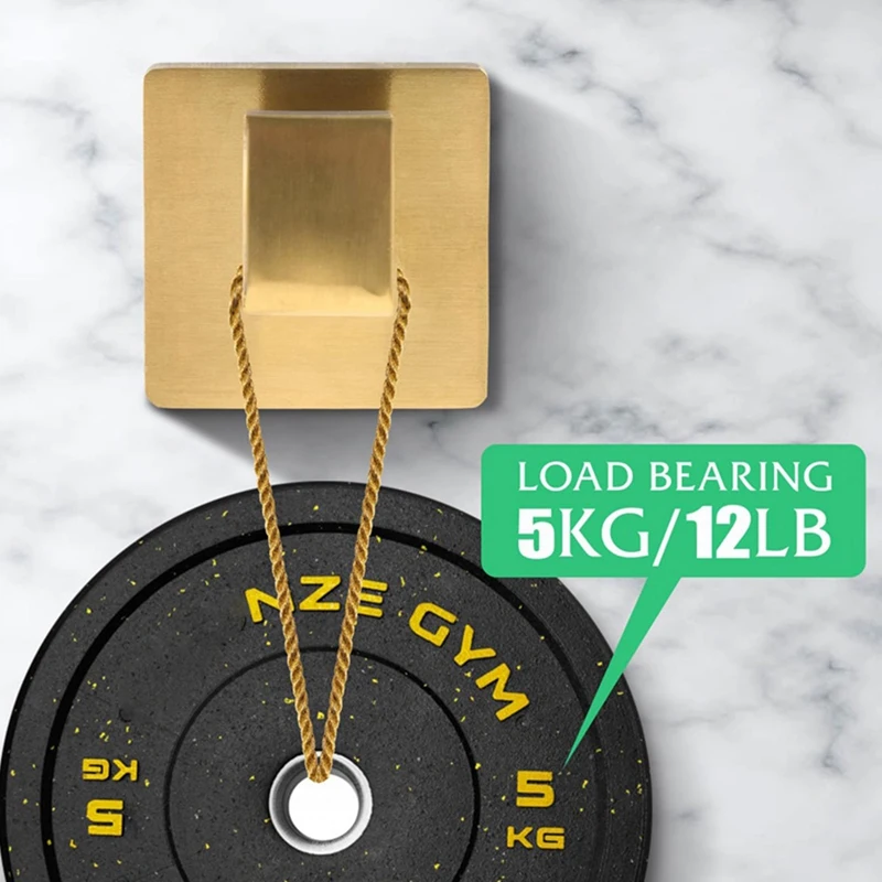 2 Piece Towel Hooks Robe Hook Coat Hook Gold Stainless Steel Heavy Duty Bathrooms Square Hooks Wall Mounted For Bathroom