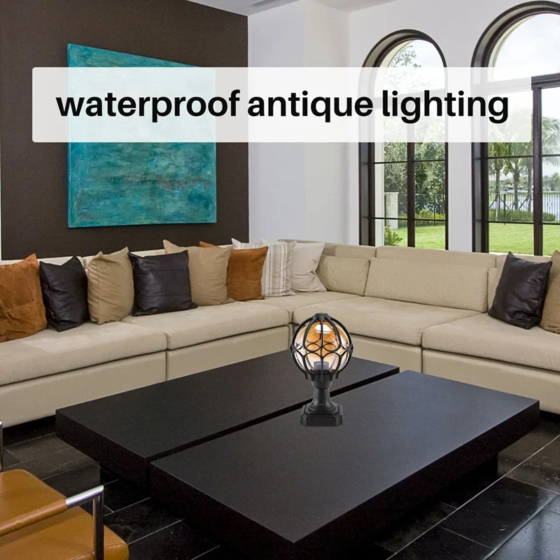AB33-1Pcs Outdoor Pillar Lamp Globe Glass Shade Door Post Lamp Waterproof Antique Lighting Rainproof Pillar Light