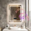Wisfor 28x36 Lighted Bathroom Mirror with Bluetooth Speaker Smart LED Vanity Makeup Wall Mounted Mirrors 3 Lights Anti-Fog Touch 1