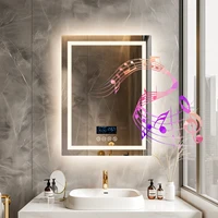 Wisfor 28x36 Lighted Bathroom Mirror with Bluetooth Speaker Smart LED Vanity Makeup Wall Mounted Mirrors 3 Lights Anti-Fog Touch 1