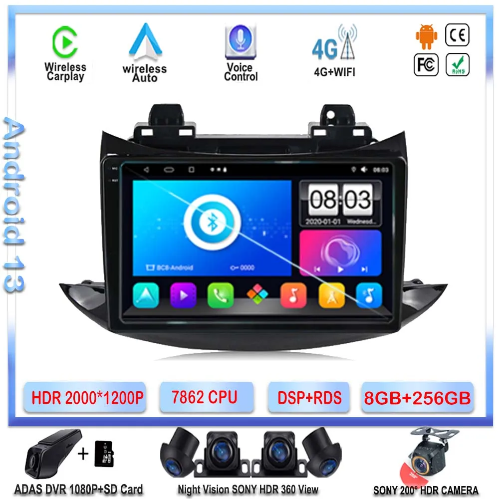 

7862 CPU Android 13 Car Radio DVD For Chevrolet Tracker 3 Trax 2013-2020 Multimedia Player Stereo Head Unit GPS Navigatio 2DIN
