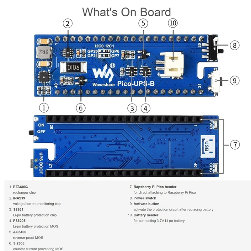 Waveshare UPS  B,    ,    ġ ͸ ͸, I2C ,  