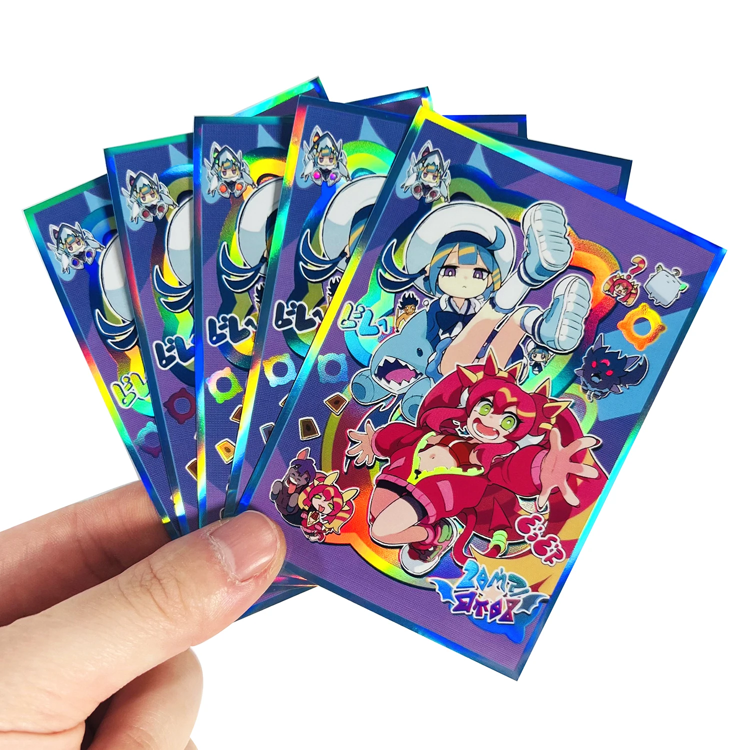 100PCS Holographic Animation YuGiOh Card Sleeves Trading Cards Protector  Shield Laser Cute Card Deck Cover Japanese Size 63x90mm