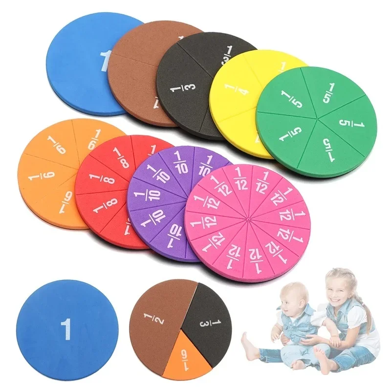 51Pcs EVA Round Shaped Fractions Circles Instrument Math Educational Toys Math Learning Tool Student Teaching Gifts educational toys math toys teaching aids toys fraction math manipulatives