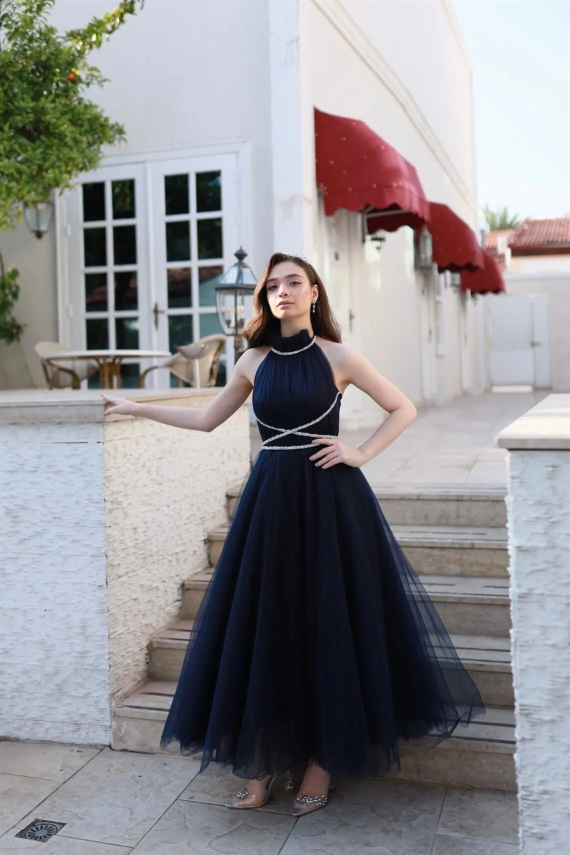 Ball Gown Evening Gown Elegant Dress Formal Evening Ankle Length Half  Sleeve Jewel Neck Fall Wedding Guest Lace with Lace Insert Appliques 2024  2024 - $93.99